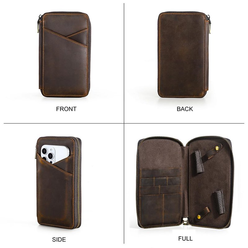 CONTACTS Full Grain Leather Manicure Set Case for Men Hairdressing and Nail Clipper Tool Organizer Travel Grooming Kit Pouch Empty Pouch by Handmade (Case Only)
