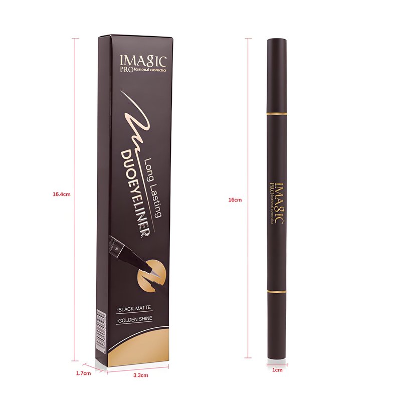 Wismee Double Head Eyeliner Pen, Waterproof Liquid Eyeliner, Long-Lasting, High-Pigmented Liner, Vegan & Cruelty-Free, Black & Gold