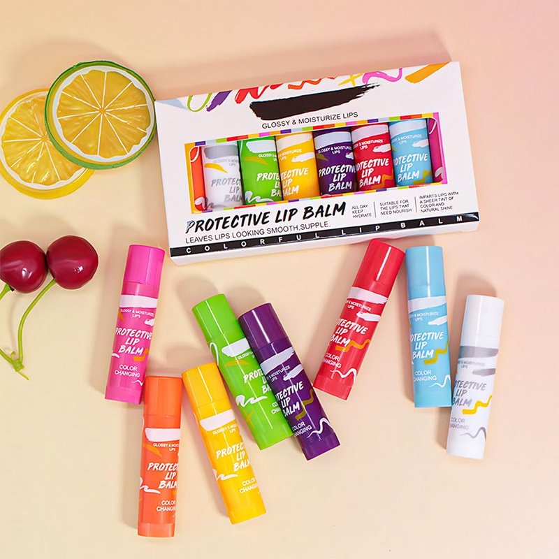 BINGBRUSH Color Changing Lipstick Set - 8PCS Moisturizing & Waterproof Lip Tint | Hydrating Fruit Flavor for Women
