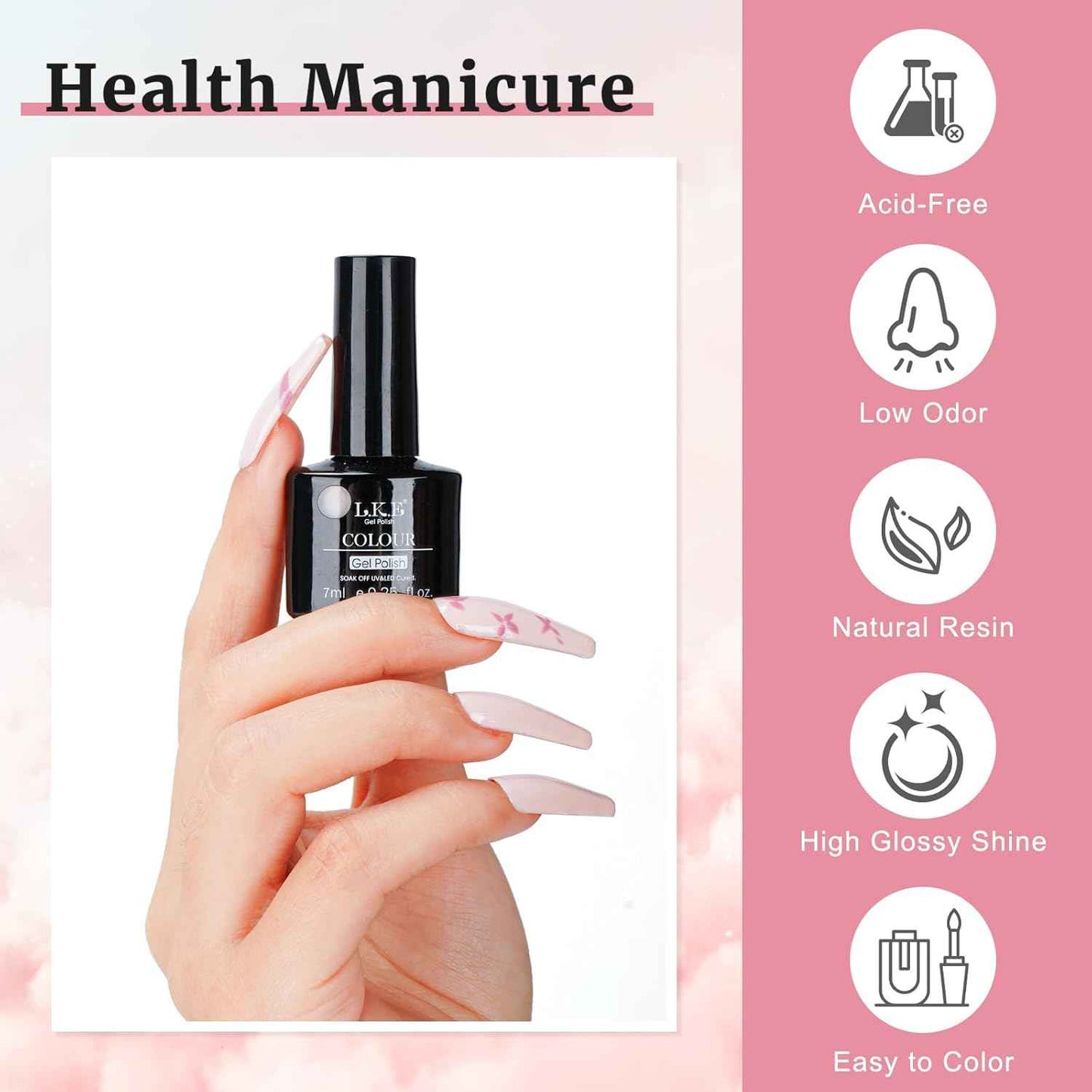 40W Gel UV LED Nail Polish Lamp & Nude Pink Gel Nail Polish Set - Professional Nail Dryer with 3 Timers