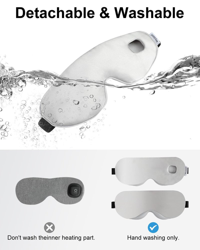 Heated Eye Mask - Cordless Eye Mask for Dry Eyes, Eye Relief, Improved Sleep, Rechargeable, WashableCover Eye Heating pad for Travel