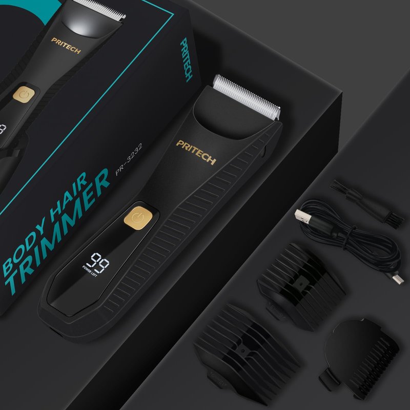PRITECH Manscape Body Hair Trimmer - Waterproof Pubic Hair Ball Trimmer, Ceramic Blade Shavers Electric Razors for Men with USB-C Charging, Wet/Dry Use, Nick-Free Mens Grooming Kits, Gifts for Men