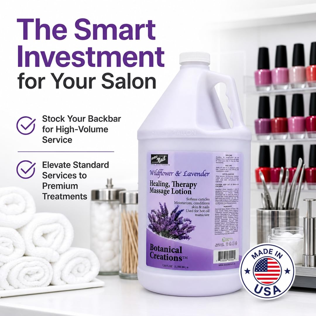PRO NAIL Professional Therapeutic Massage Lotion & Repair Treatment – Beyond Basic Hydration – Active Cellular Repair for Rejuvenated Skin & Nails & Enhanced Reputation (Lavender, 1 Gallon)