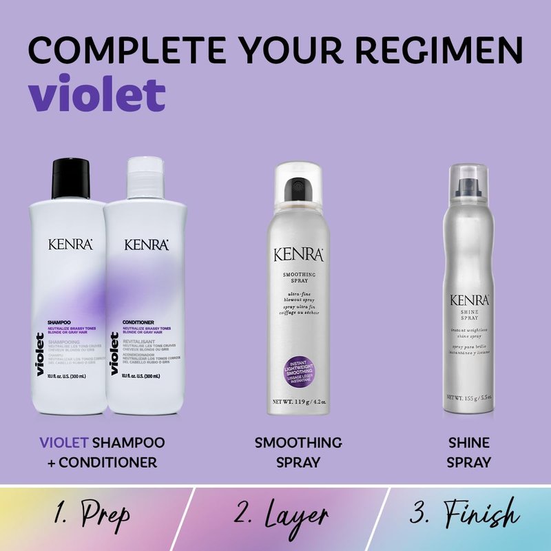Kenra Violet Shampoo & Conditioner Set | Eliminates Brassy Tones | Purple Pigment + Deposit | Neutralizes Yellow | Moisturizes Processed Hair | Enhances Vibrancy of Blonde or Gray Hair | 10.1 fl. oz.