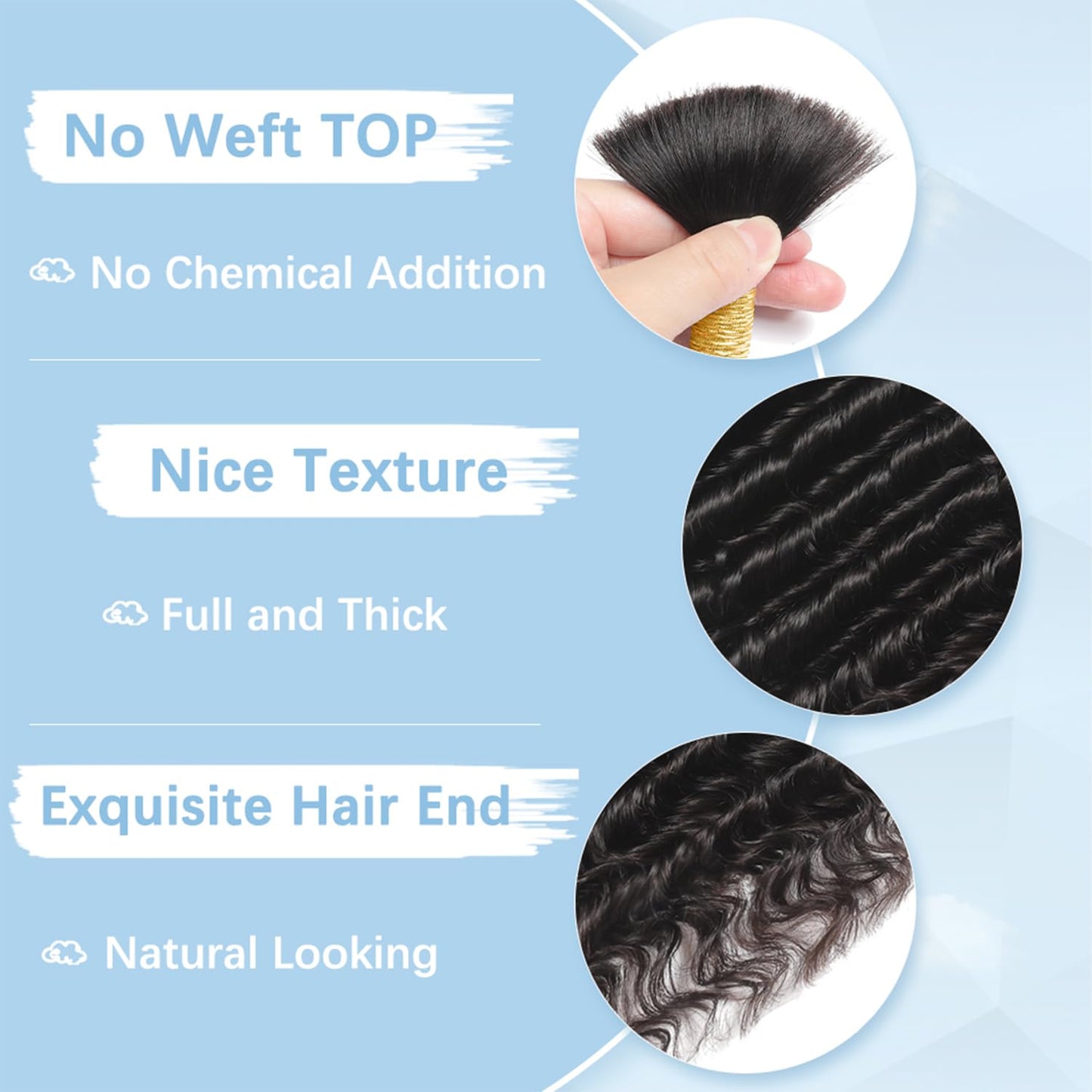 Boho Hair for Braiding 150g 6 Bundles/Pack 20 Inch Human Braiding Hair for Boho Braids Curly Deep Wave Bulk Human Hair Bundles 12A Wet and Wavy Braiding Hair Natural Color
