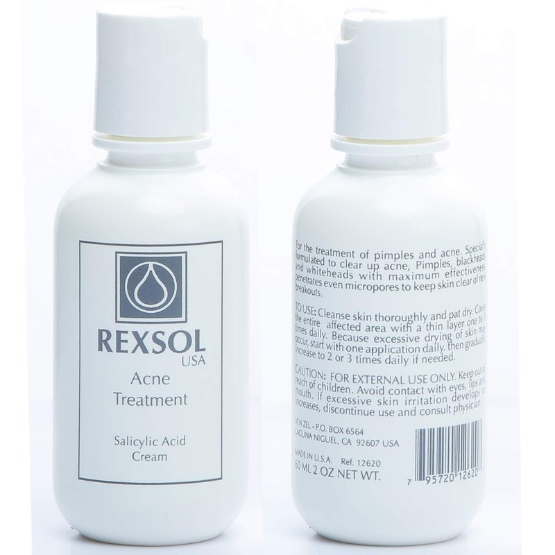 Rexsol Acne Treatment Cream Salicylic Acid Cream | Fights all causes of acne | Contains the most effective ingredients | Formulated with Salicylic Acid to clear up acne pimples(60 ml / 2 fl oz)
