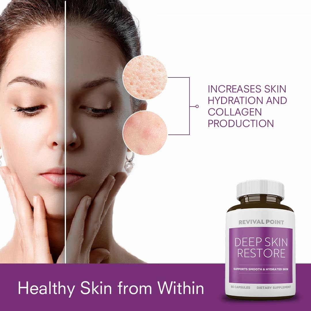 Deep Skin Restore - Advanced Dermal Repair Complex for Firmness & Hydration | Vegan Collagen Builder - 60 Capsules
