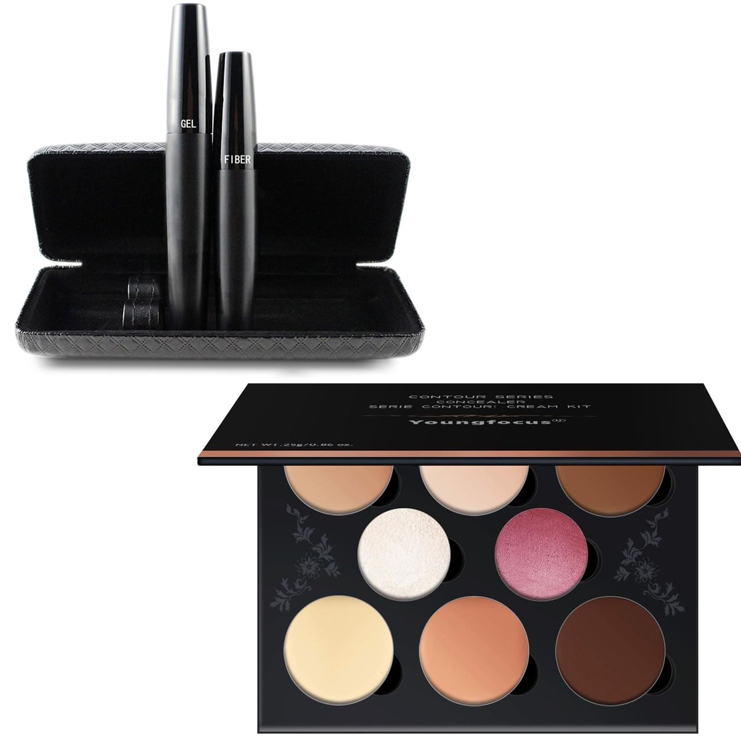 Youngfocus 3D Fiber Lash Mascara Waterproof + Cream Contour Best 8 Colors (Face Blushes)