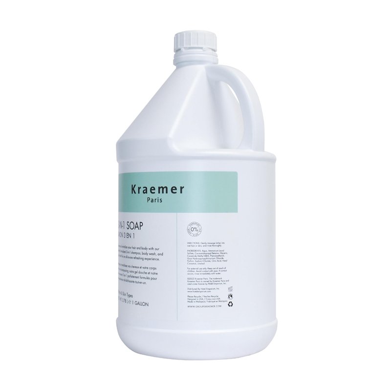 Kraemer Paris Bulk Shampoo Refill Gallon Size hotel for Hotel,Airbnb,Gyms,Hospitality, and Vacation Rentals,All-in-One Salon Quality,3.78 Liter Size, Cruelty-Free Refillable for Hair and Body Wash