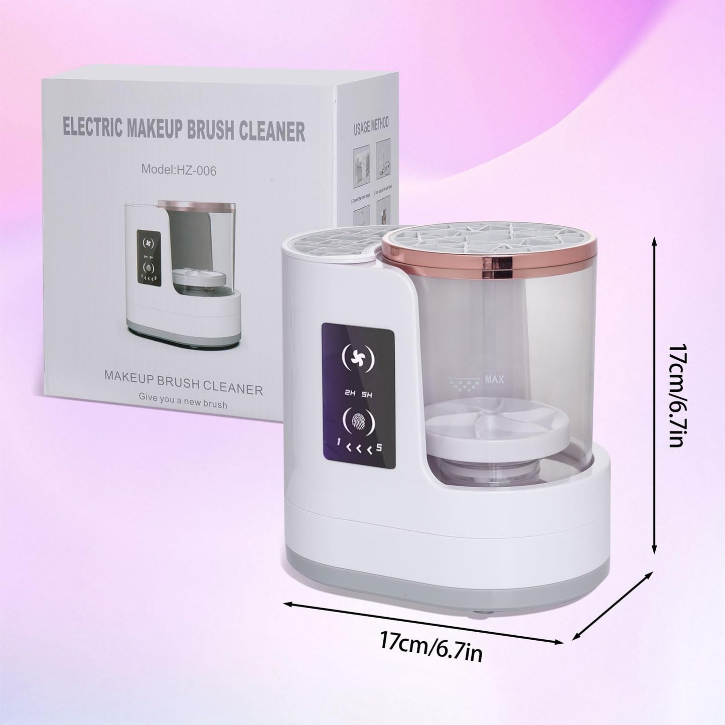 DXGSHSA 3 IN 1 Electric Makeup Brush Cleaner Dryer and Holder Combined with Timers, Automatic USB Cosmetic Brushes Cleaning Tool for Beauty Makeup Brush, Sponges, Eyeshadow, Contour