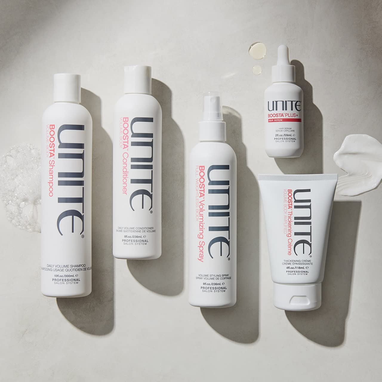 UNITE Hair – BOOSTA Shampoo, Conditioner & Volumizing Spray – Builds Lift, Body & Shine – For Fine Hair – 10 Fl Oz, 8 Fl Oz & 8 Fl Oz