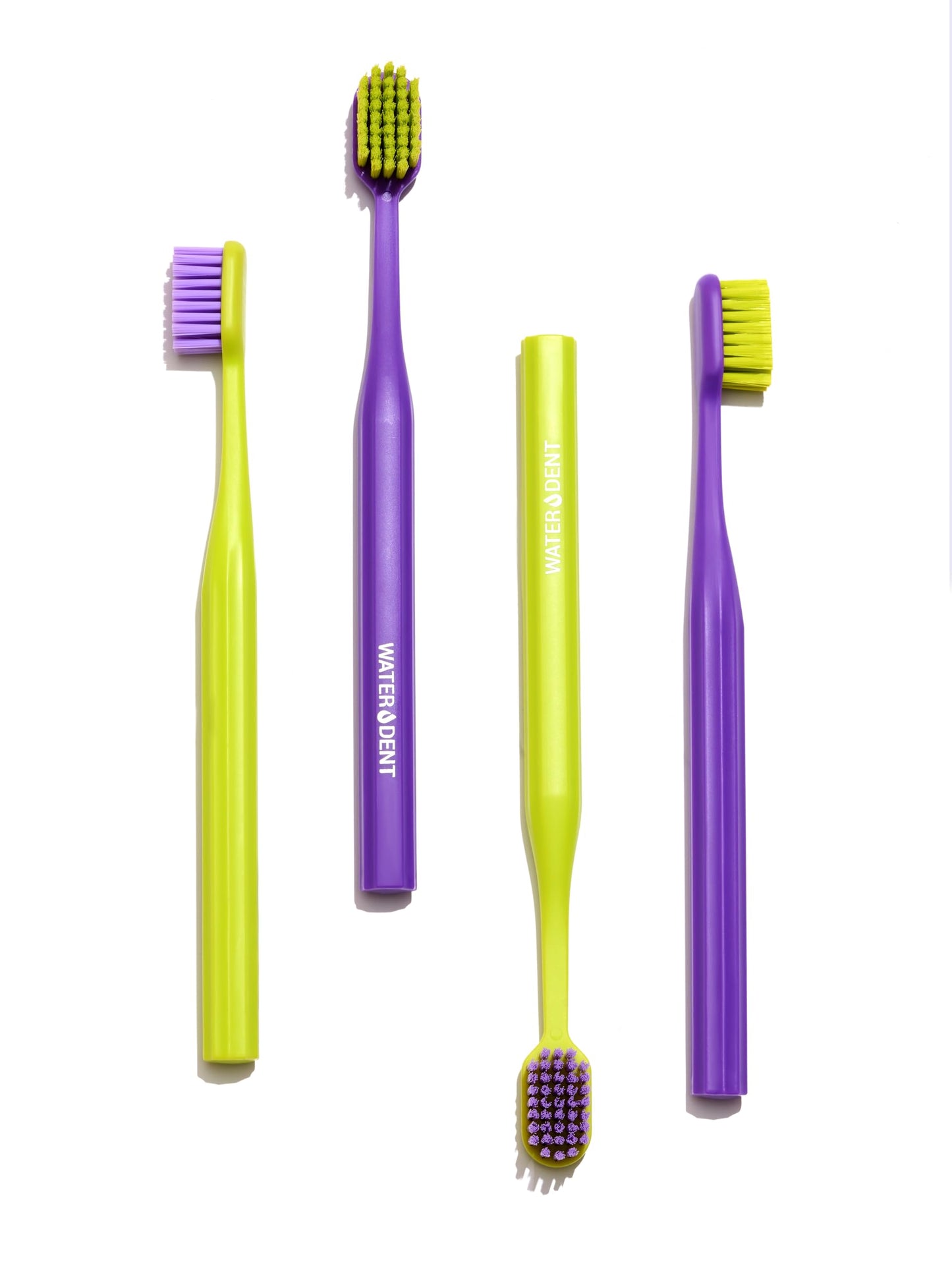 WATER DENT Medium Soft Toothbrush for Adults | Ultra-Dense Rounded Bristles | Gentle on Gums | Deep Plaque Removal | Whiter Smile | Suitable for Braces | 2 Pack Multicolor