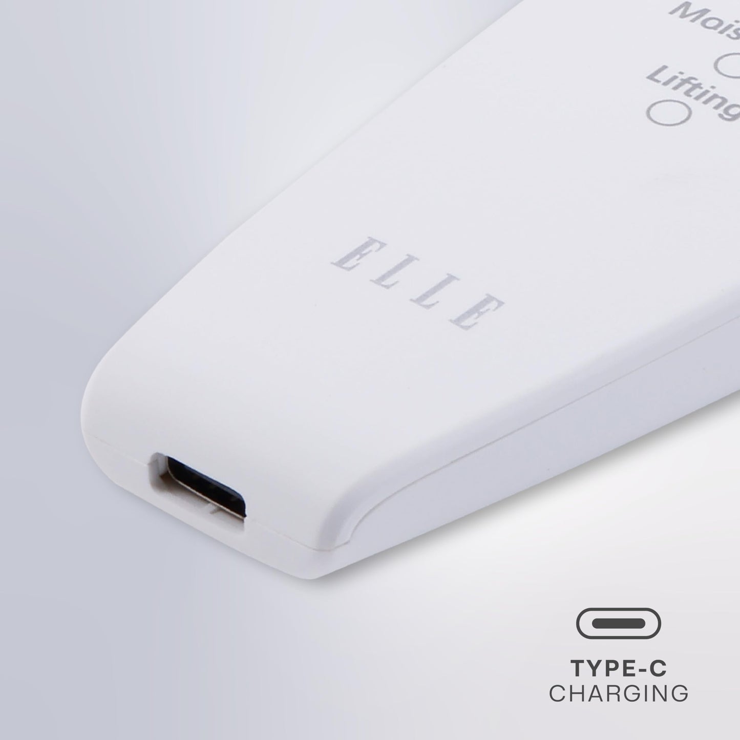 Elle - Ultrasonic Exfoliating Skin Spatula, Deep Cleansing, Exfoliation, Skin Renewal (White)