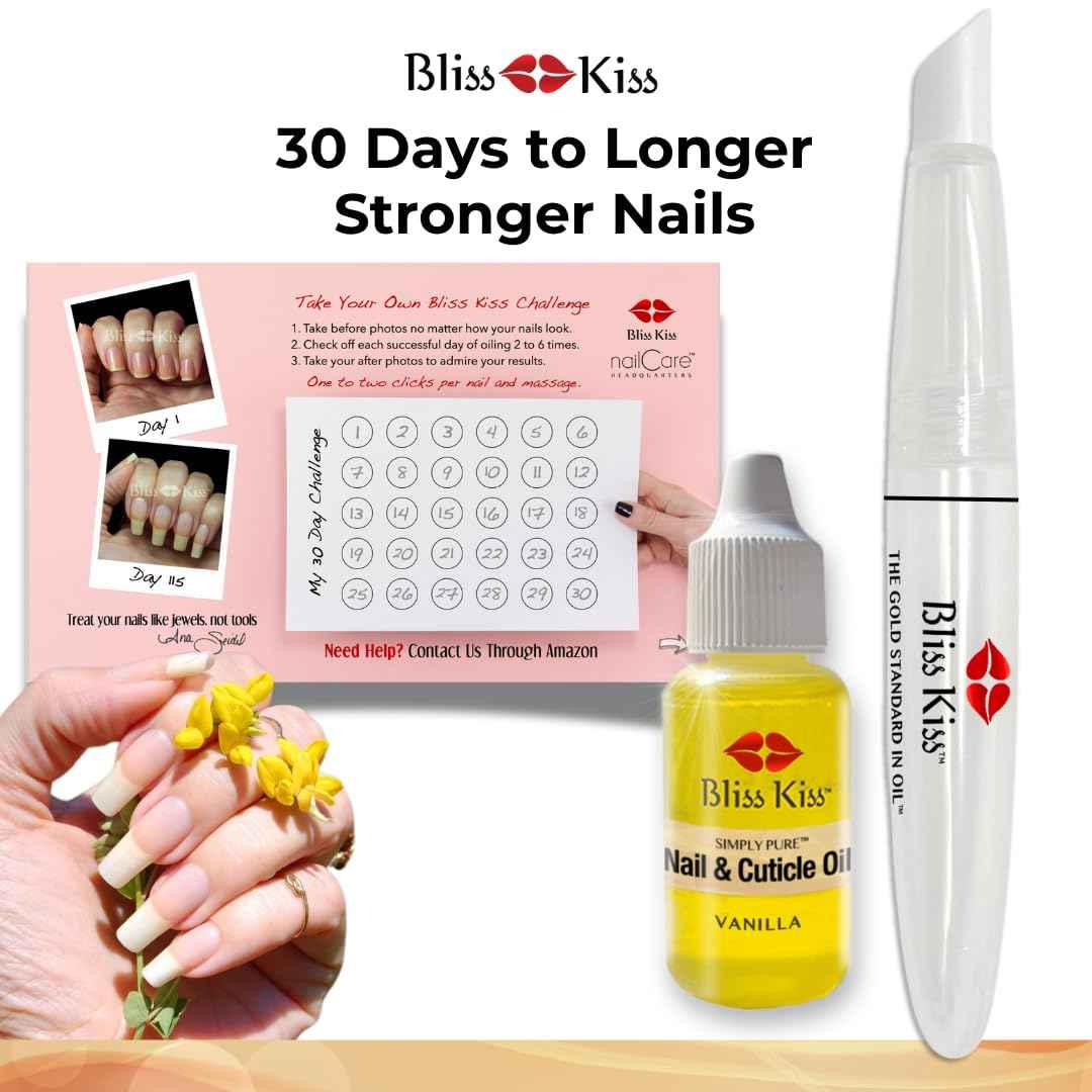 Bliss Kiss Nail Oil Pen & Simply Pure Cuticle Oil Bundle - 15ml Refillable Set