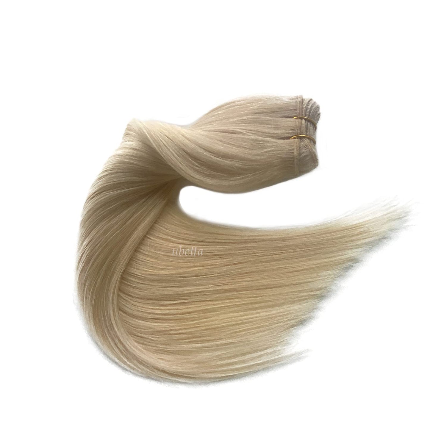 Sew in Hair Extensions Real Human Hair, Blonde Weft Hair Extensions Human Hair, 14 Inch 80G Hand Tied Weft Hair Extensions Human Hair Bundles Weave Extensions for Women