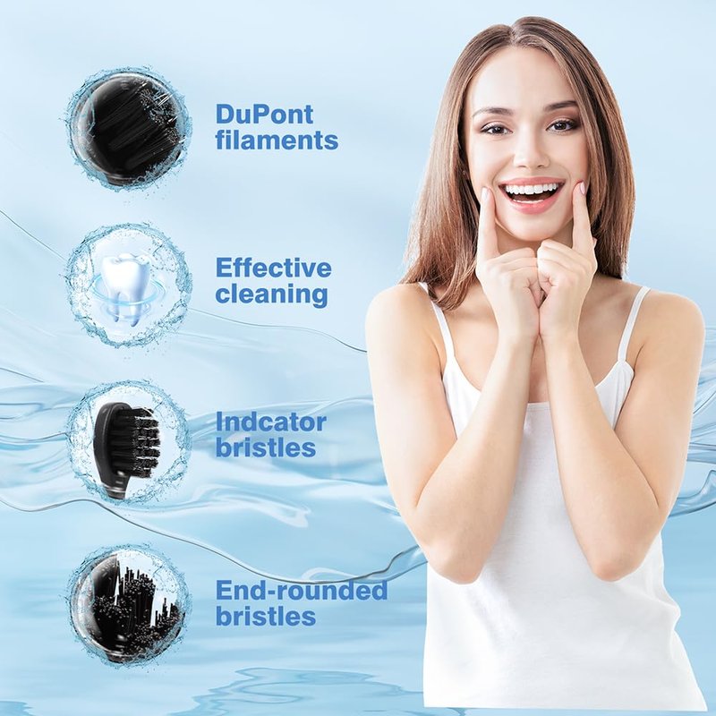 6 Pcs Replacement Toothbrush Heads for Curaprox Hydrosonic Electric Toothbrush Adults, Black