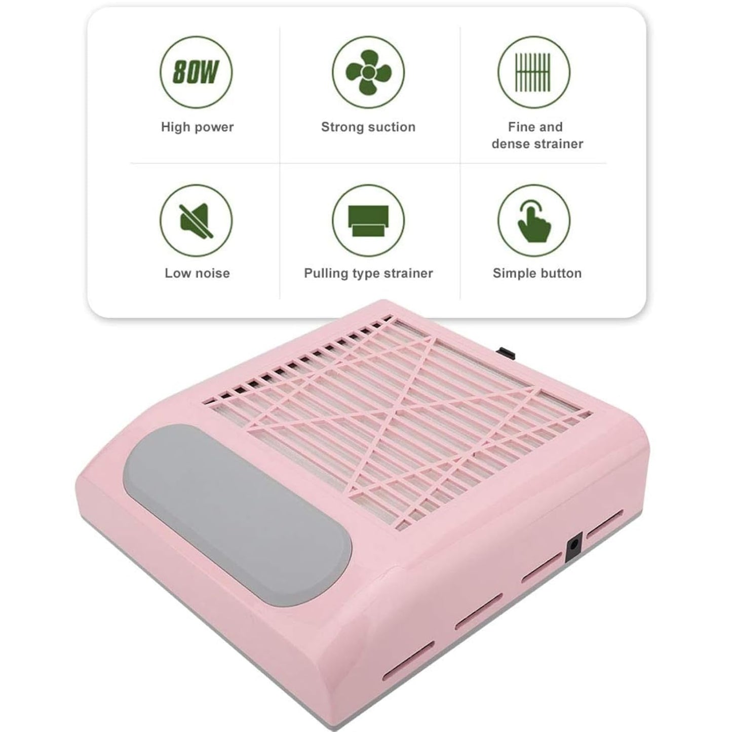 80W Nail Vacuum Cleaner - Strong Suction Dust Collector for Acrylic & Gel Nails