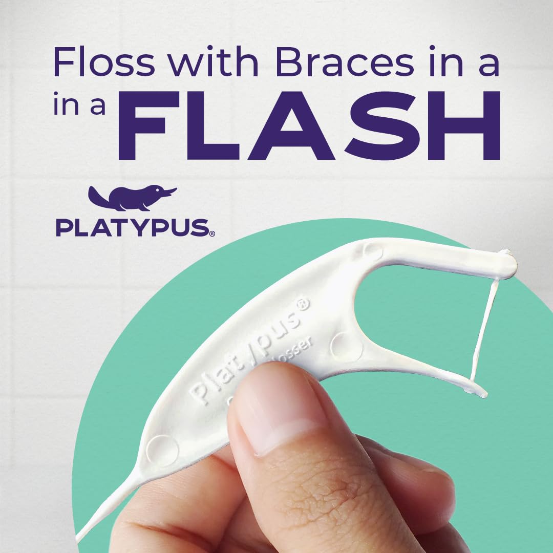 Platypus Orthodontic Flossers for Braces, 30 Count (Pack of 6), Ortho Picks for Adults & Kids, Fits Under Arch Wire, Non-Damaging, Encourage Flossing Habits