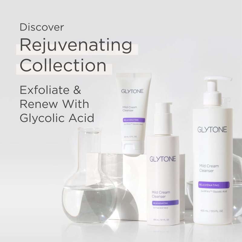 Glytone Mild Cream Cleanser - Exfoliating Face Wash with Glycolic Acid & Glycerin | 6.7 Fl Oz for Dry Skin