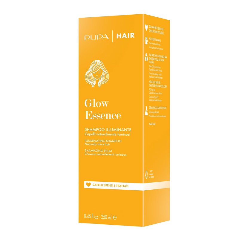 Pupa Milano Glow Essence Illuminating Shampoo - Shampoo for Dull and Color Treated Hair - Boosts Strength, Moisturizes, and Enhances Shine - 8.45 oz