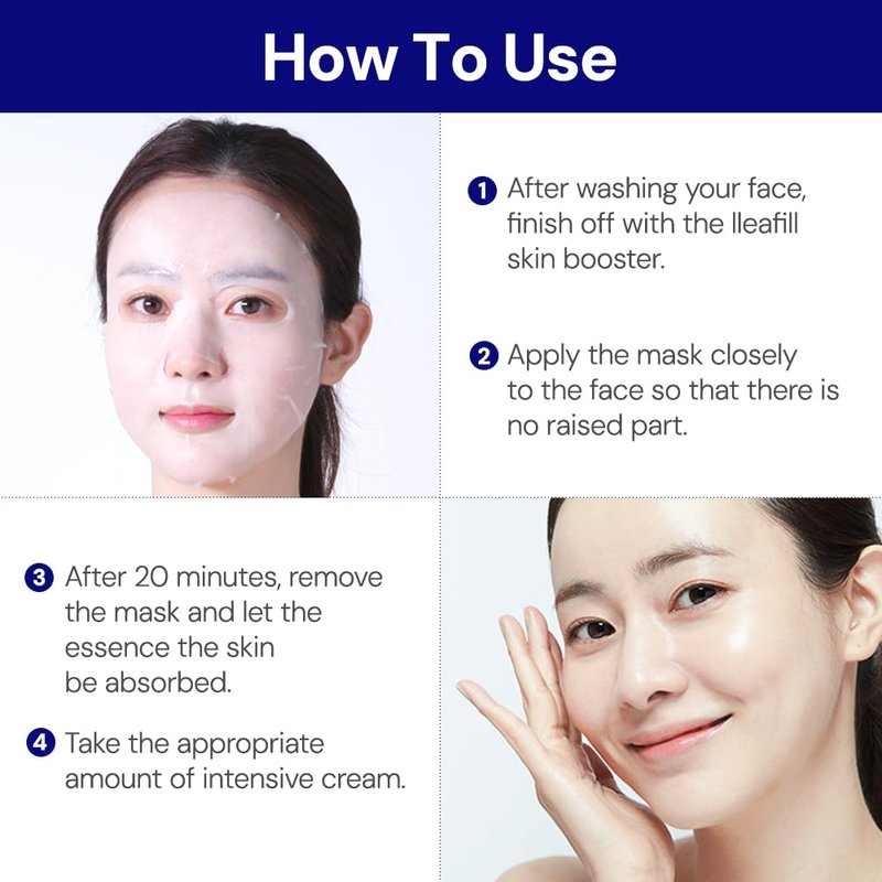 lleafill Curing Hyaluronic Ultimate Mask, Sheet Masks for All Skin Types (10 Count) 0.98 oz*10 sheets | Hydrating | Anti-aging | Glowy | Anti-Wrinkles | Dryness