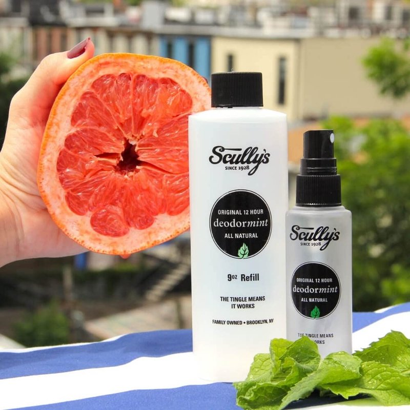 Scully’s Deodormint Natural Deodorant Spray (2oz) + Refill (9oz) - Aluminum-Free, Non-Toxic Deodorant for Women, Men & Kids - 12 Hour Protection, No Chemicals - USA Made (Grapefruit & Mint Set)