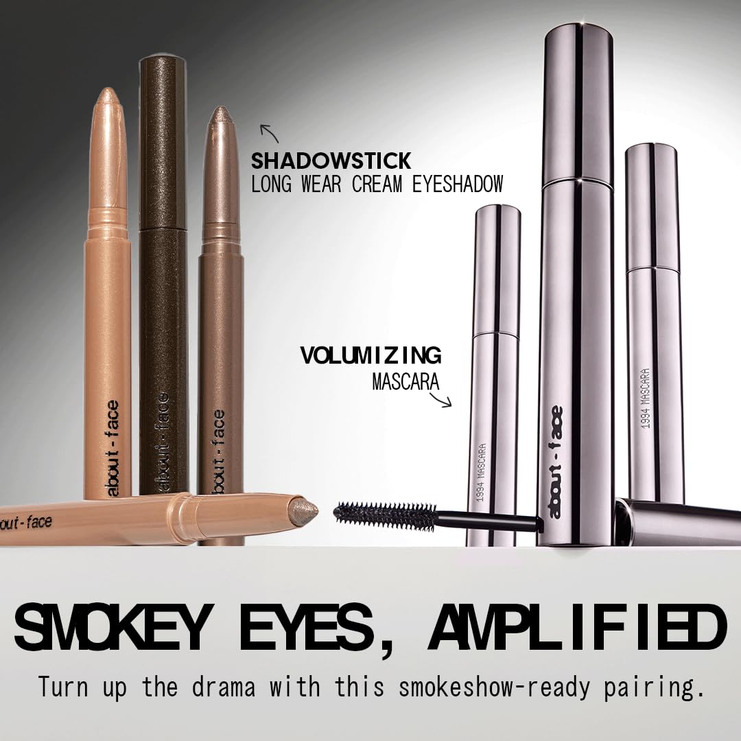 about-face Volumizing Mascara – Jet Black | Clean, Vegan, Cruelty-Free | Amplifies, Lengthens & Lifts Lashes | Smudge-Proof, Flake-Free Formula | 0.43 oz