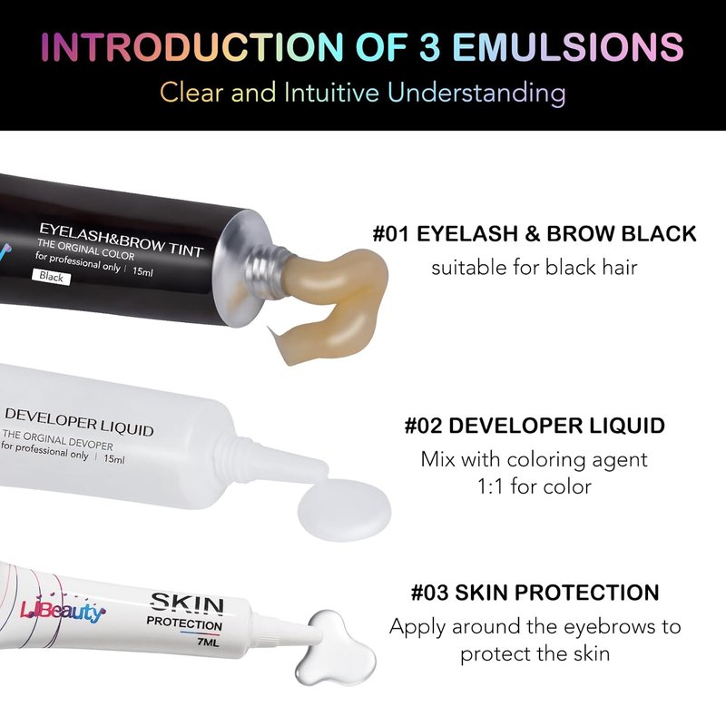Libeauty Eyelash Color Kit - Black Volumizing Treatment for DIY Salon & Home Use | Natural Eyebrow Coloring