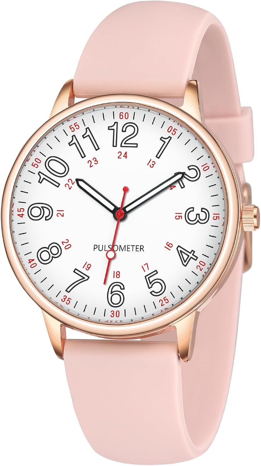 Waterproof Nurse Watch for Medical Professionals,Doctors Nursing Women Men,12/24 Hour Military Time,Analog Watch with Second Hand Nursing Luminouse Easy Read Dial Nurse Watches for Women