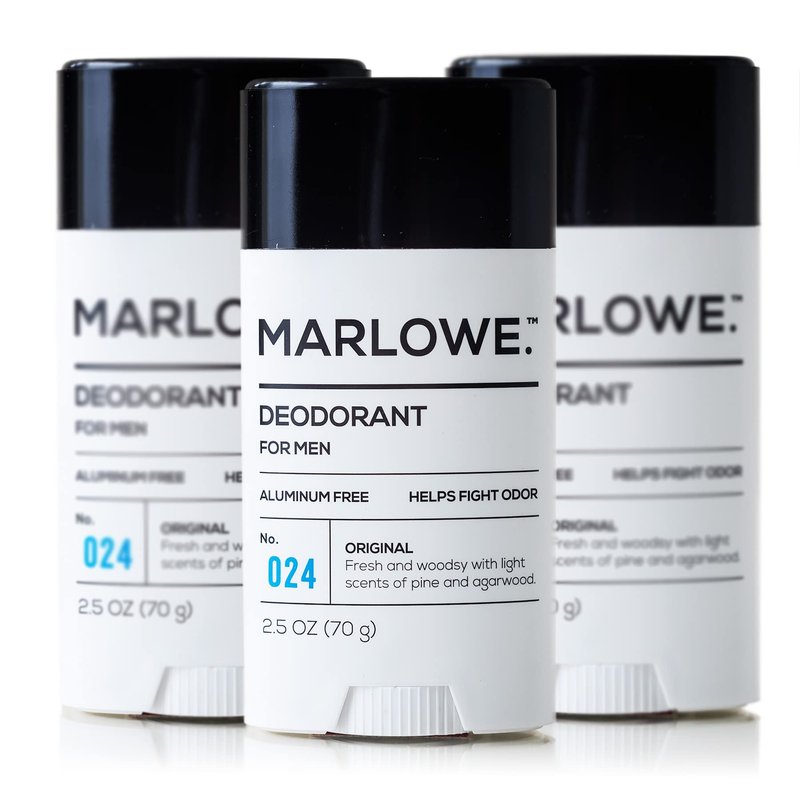 MARLOWE. Aluminum Free Men's Deodorant Stick, Sage +Fir, 2.5 oz, 3 Pack