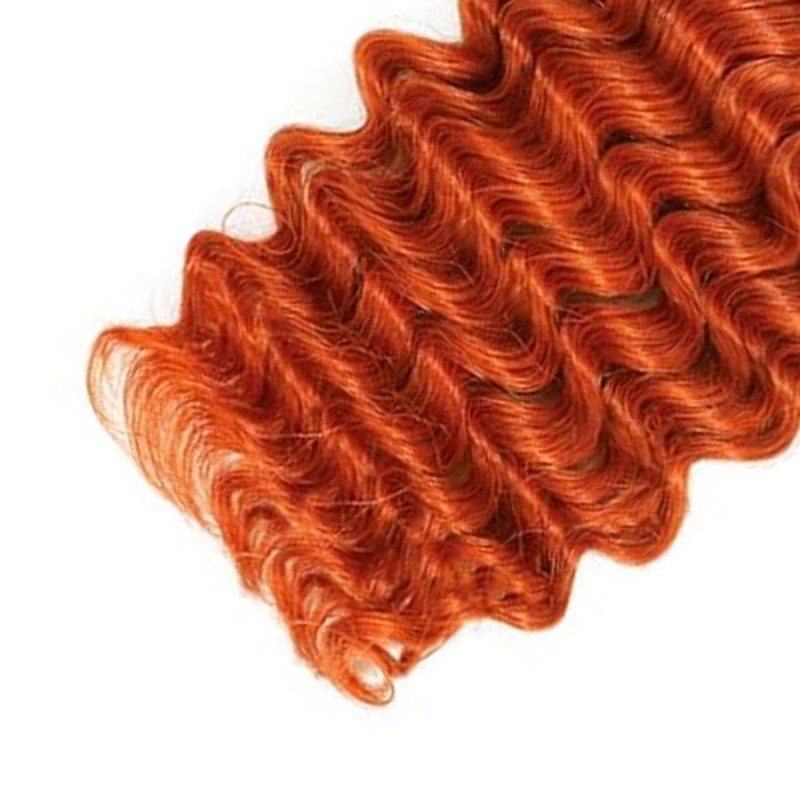 Ginger Orange Deep Wave Bulk Human Hair - 3 Bundles, 150g, 24 Inch | No Weft, 12A Curly Braiding Extensions