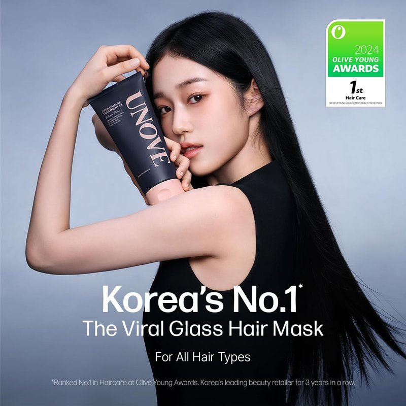 UNOVE Deep Damage Repair Hair Mask - Protein Hair Treatment & Hair Mask for Damaged Hair | Deep Conditioning & Keratin Hair Mask for Dry, Frizzy Hair | Korean Hair Care | Warm Petal, 10.82 fl oz