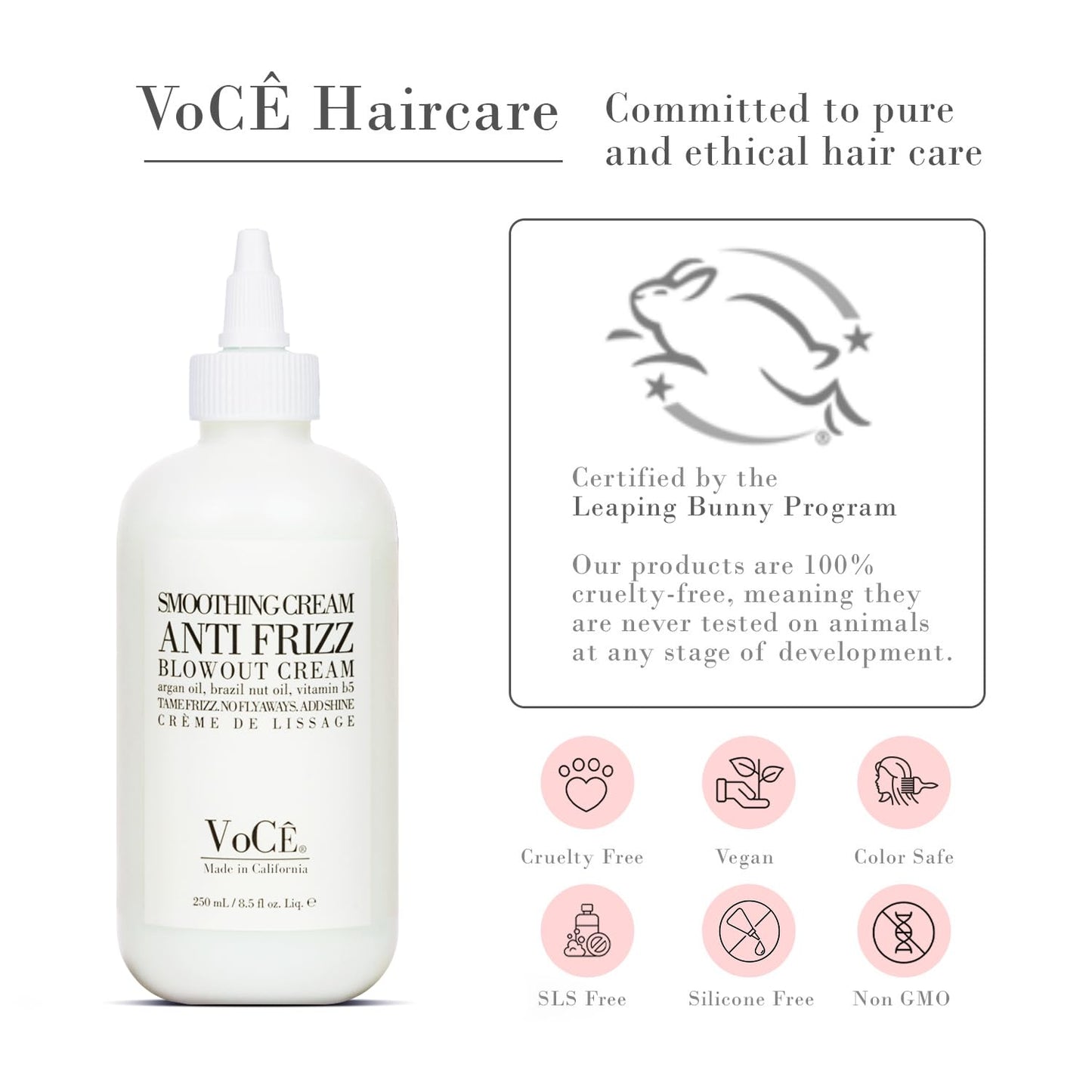 VoCÊ Haircare Natural Smoothing Blowout Cream | Anti-Frizz Cream 8.5oz