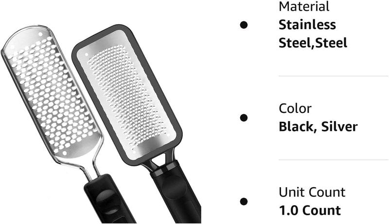 Colossal Professional Foot File - Stainless Steel Callus Remover for Smooth Heels | 2-Pack Pedicure Tool