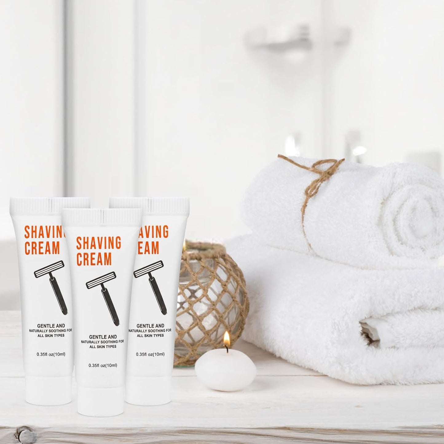 Shaving Cream Bulk | 200 Travel-Sized 10ml Disposable Packs - Jasmine Scent for Hotels & Homeless Services