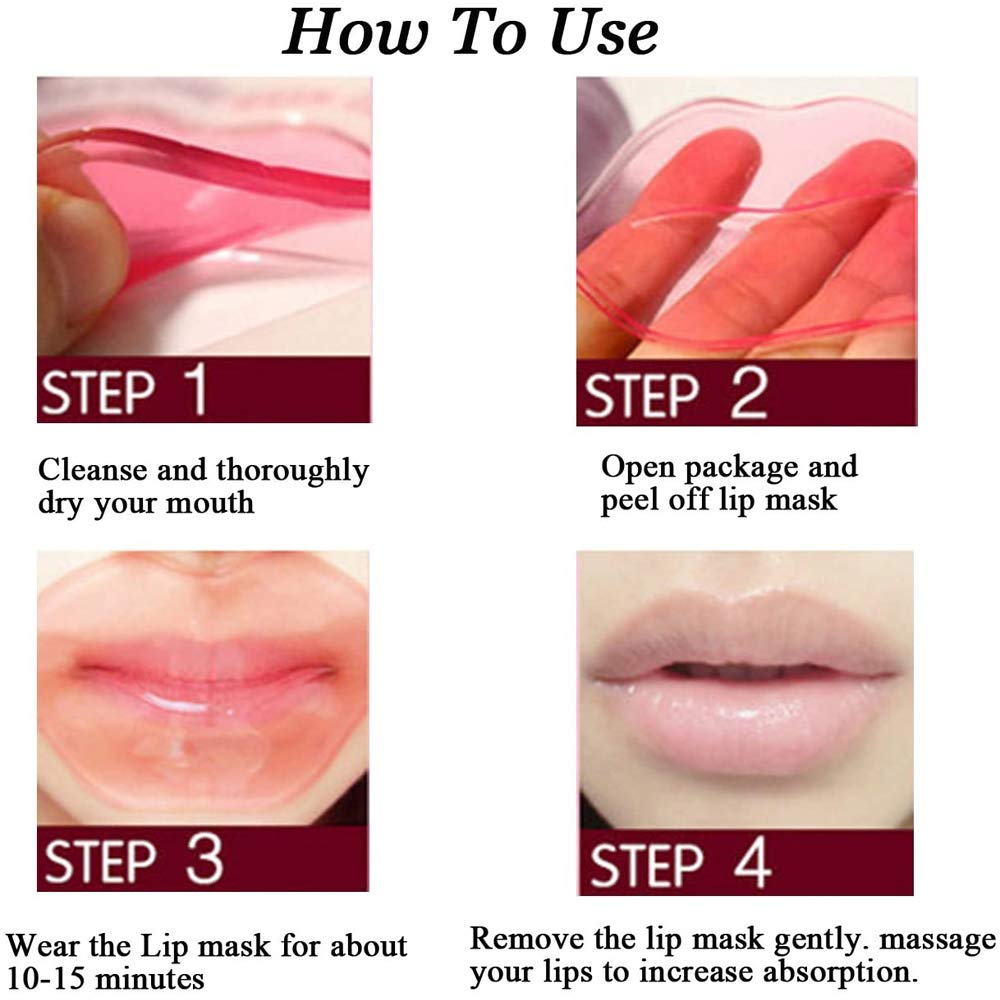 Felico Lip Mask Patches,30PCS Collagen Crystal Pink Care Gel Pads,Moisturizing Anti-Wrinkle Anti-Aging Firm Hydrate Lips,Remove Dead Skin Fine Lines Moisture Essence Make Your Dry Lip Attractive Sexy