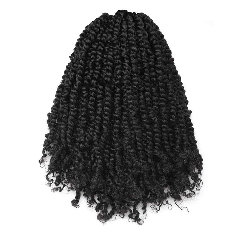 TOYOTRESS Tiana Passion Twist Hair - 12 inch 8 Pcs Pre-twisted Crochet Braids Natural Black, Synthetic Braiding Hair Extension ( 12 Inch, 1B)