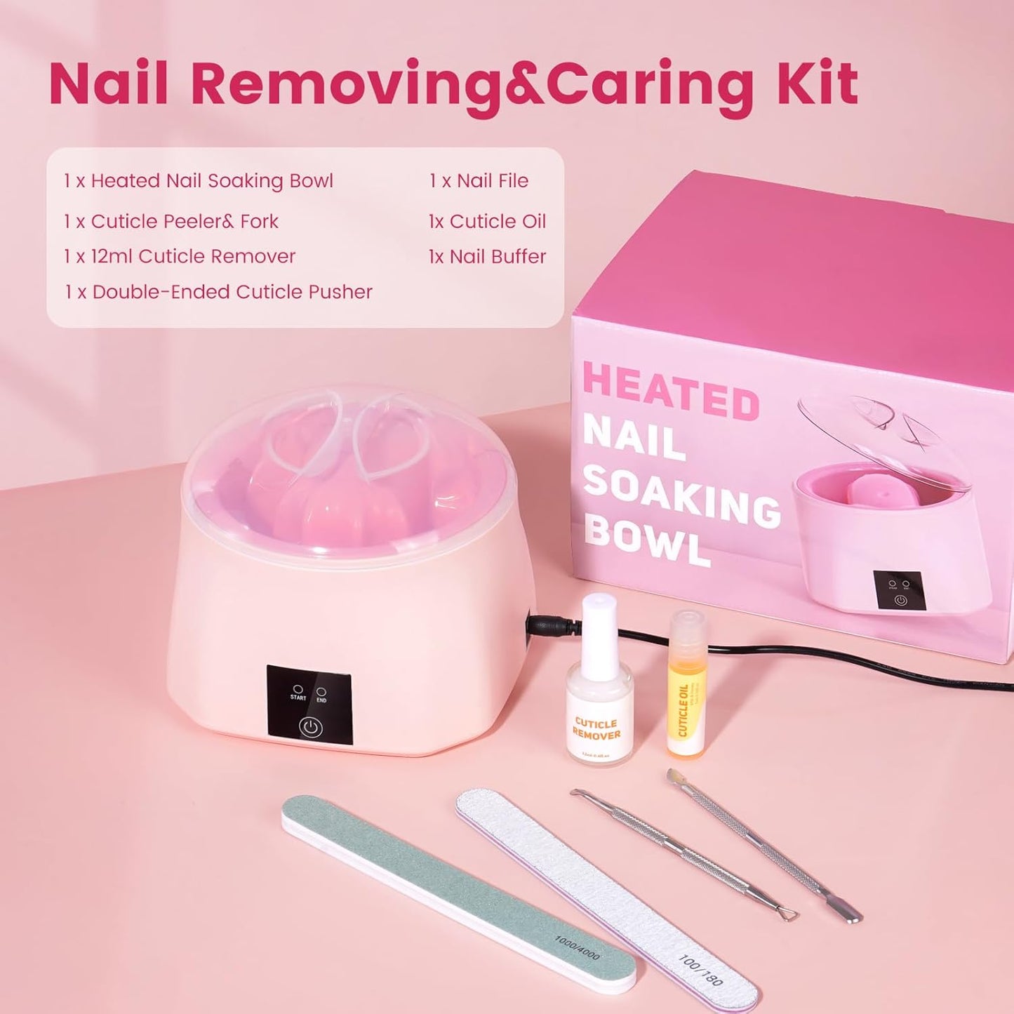 Heated Nail Soaking Bowl - 50% Faster Gel Polish Remover for Home & Salon | Electric Acrylic Dip Bowl