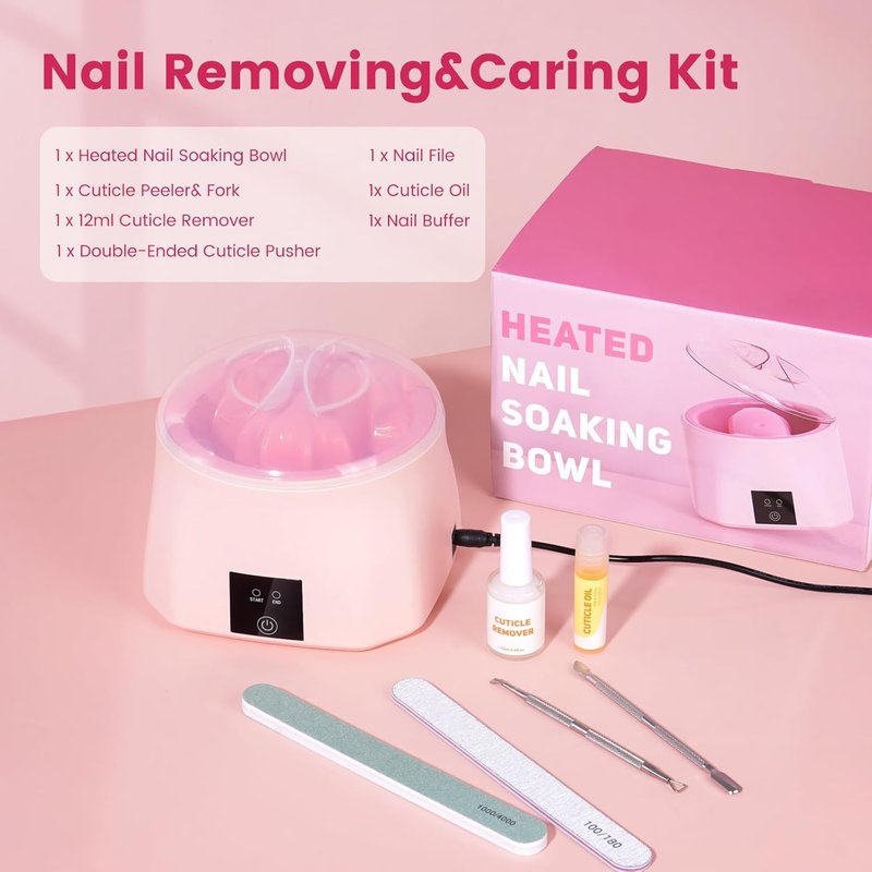 Heated Nail Soaking Bowl - 50% Faster Gel Polish Remover for Home & Salon | Electric Acrylic Dip Bowl