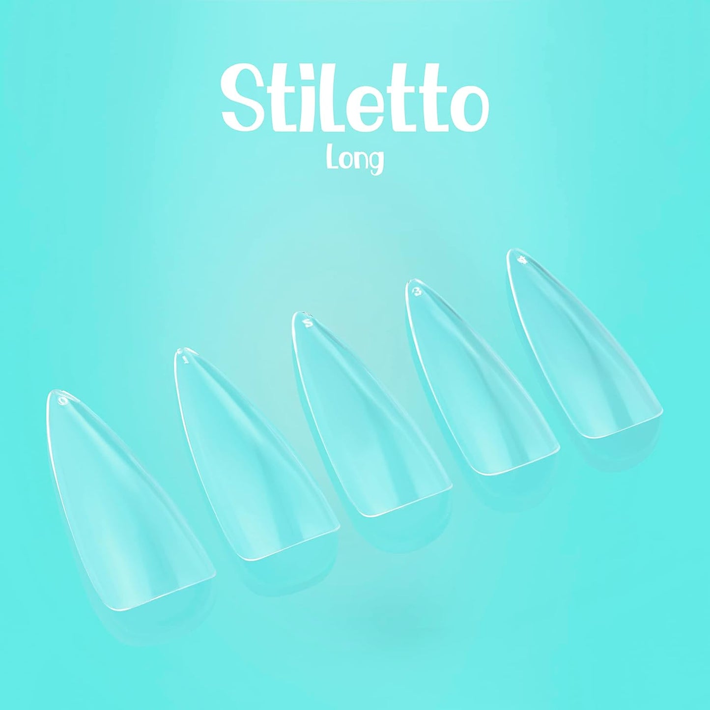 Soft Gel Nail Tips Starter Kit - Stiletto Shape, Long Length, Clear Full Cover