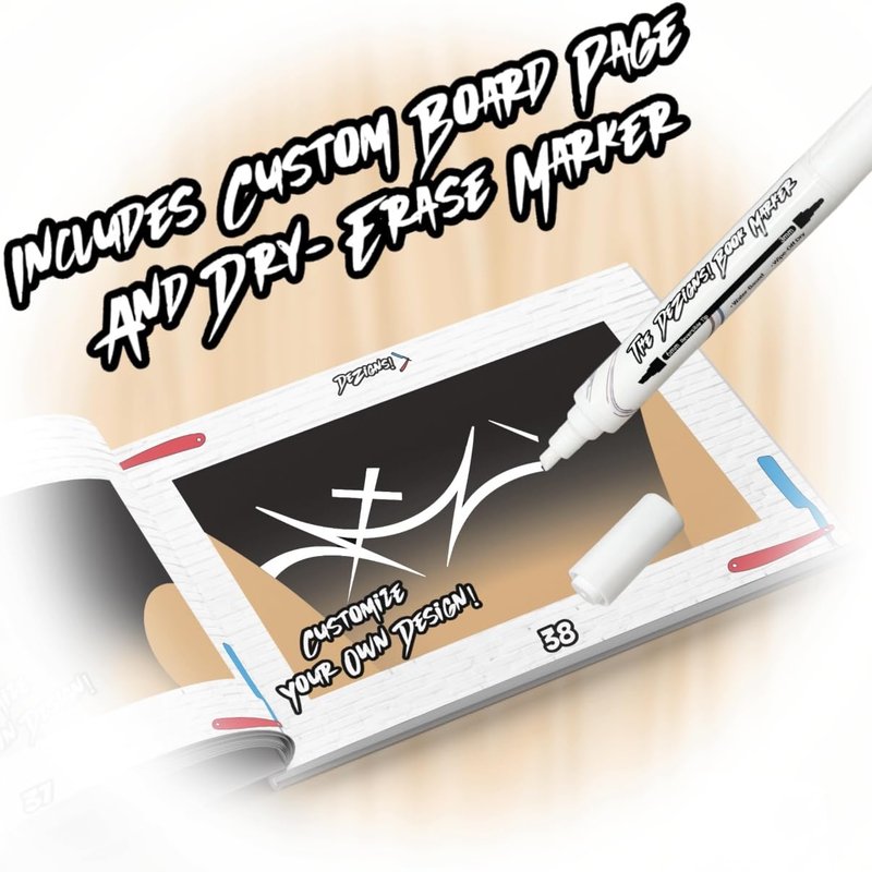 The DeZigns! Book Volume 1: Back and Side Taper Plus Custom DeZigns! Dry Erase Marker Board for Barbers - Inspiration Hair Design Catalog for Clients