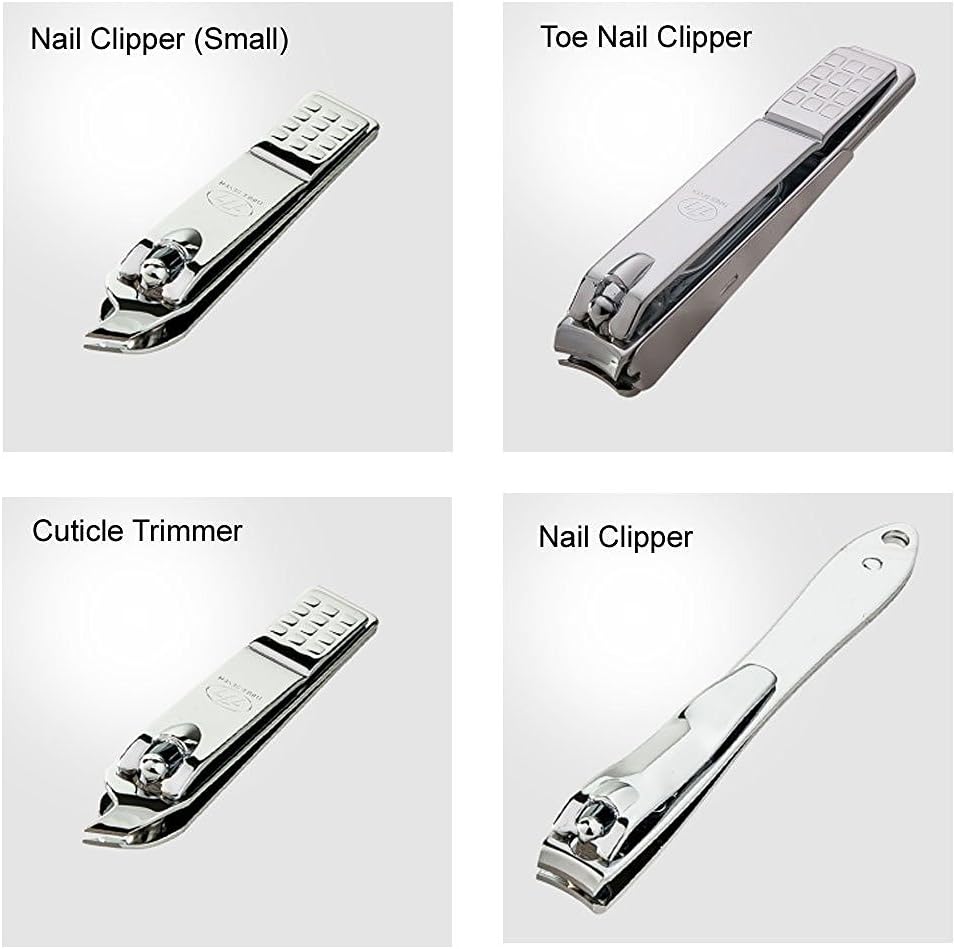 THREE SEVEN 777 Manicure Pedicure Grooming Kit - 11-Piece Nail Clipper Set (Silver, TS-16000VC)