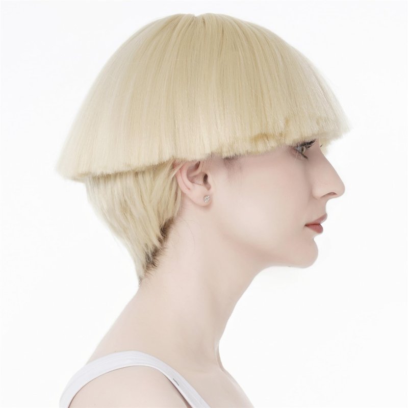 Aimole Short Yaki Straight Synthetic Wigs Blonde Mushroom Head Wig Bowl haircut Wigs Bob