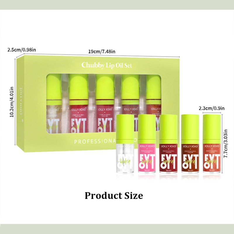Lip Gloss Kits- 5 Colors Tinted Lip Glow Oil Set Plumping Lip Oil Hydrating Transparent Moisturizing Lip Gloss Kit Gift for Girl Women Lip Makeup Care