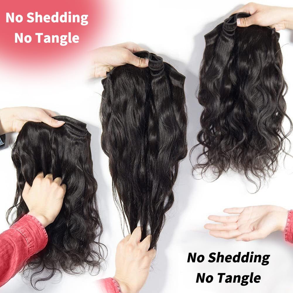 Fopeela 12A Body Wave Bundles Human Hair 1 Bundle 22 Inch 100% Unprocessed Brazilian Virgin Body Wave Human Hair Bundles for Women Natural Black