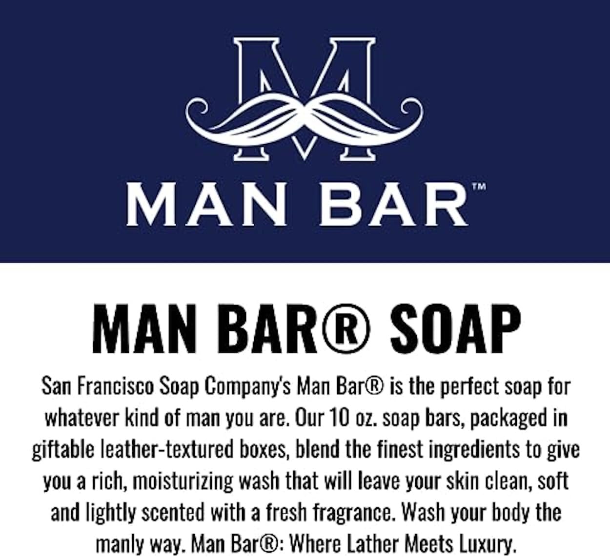 San Francisco Soap Company Man Bar Gift Set - 3 Premium Soaps (Siberian Fir, Midnight Amber, Bergamot) - 10 oz
