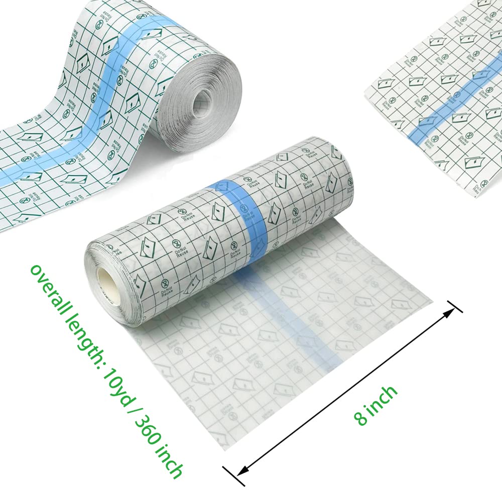 Tattoo Aftercare Bandage Roll 8" x 10 Yard - Waterproof Transparent Film for Tattoo Initial Healing and Skin Repair Adhesive Tattoos Supply Wrap