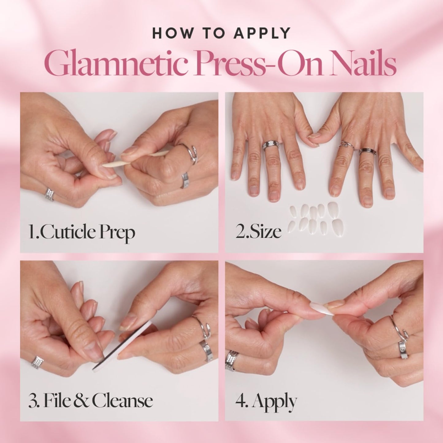 Glamnetic Press On Nails & Brush On Glue Bundle - Goal Digger | Glossy Short Round Reusable Nails with Super Strong Adhesive