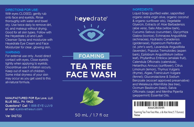 Heyedrate Eye Love Foaming Tea Tree Eyelid & Face Cleanser – Daily Eyelid Hygiene, Soothing Eye Irritation & Dryness – 100% Plant-Based with 19 Botanicals – Hypoallergenic – 1.7 oz