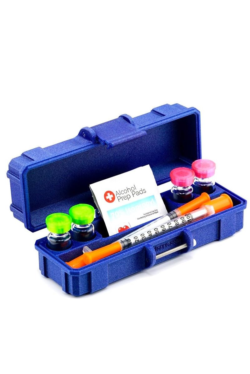 Vial Guard Storage Hard Case for 3ml, 5ml, 10ml, 30ml Vials, Secure Holder Multiple Sizes (Metalic, 4 x 3ml + Storage)